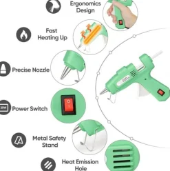 20W Mini Hot Glue Gun Kit with 30 Glue Sticks | Fast Heat-Up & Safety Fuse | DIY Crafts, Repairs & Holiday Decorations