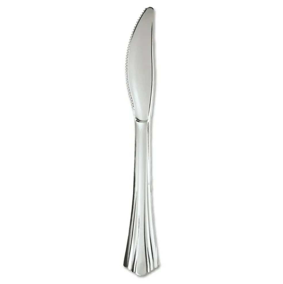 WNA 7 1/2 in. Reflections Design Heavyweight Plastic Knives - Silver (600/Carton)