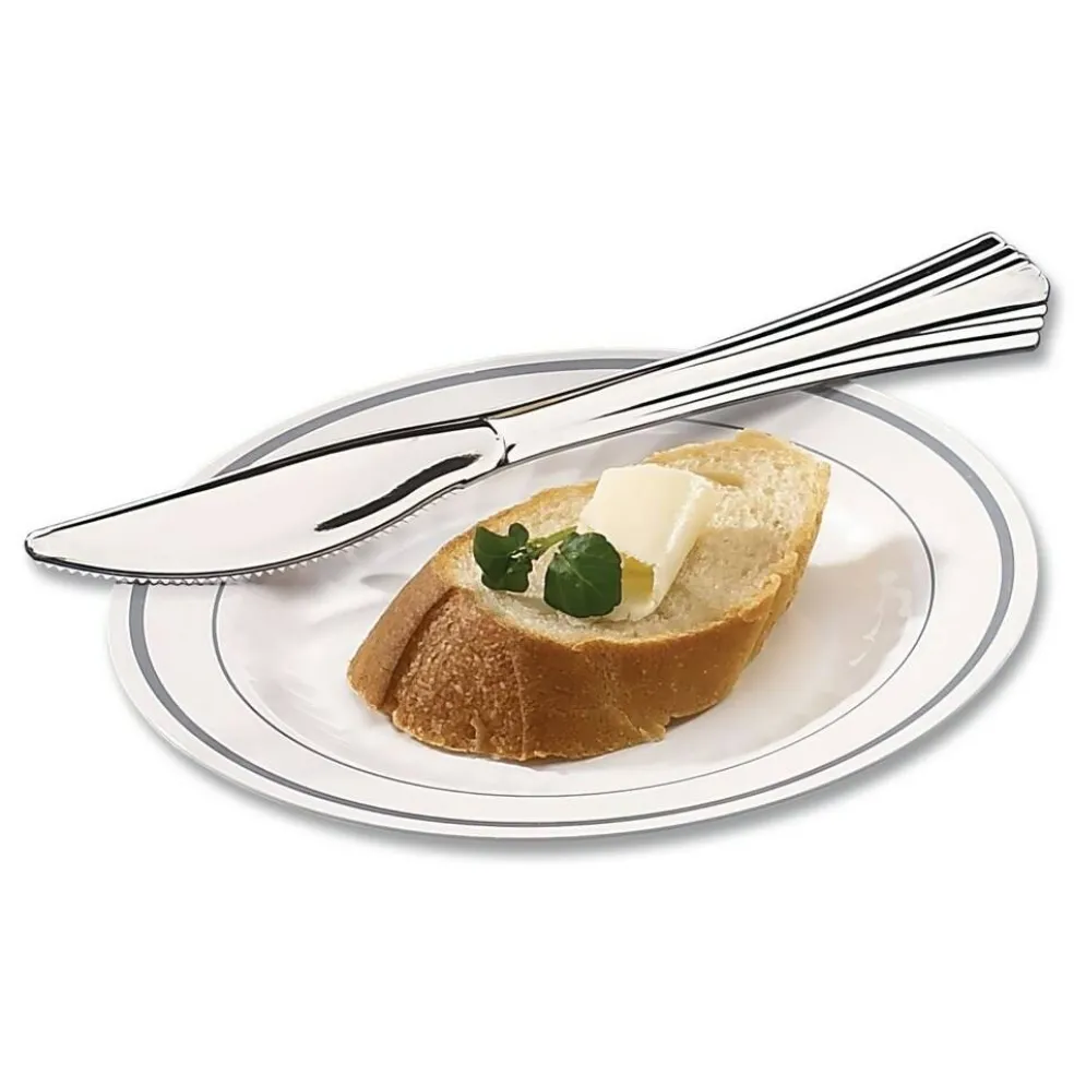 WNA 7 1/2 in. Reflections Design Heavyweight Plastic Knives - Silver (600/Carton)