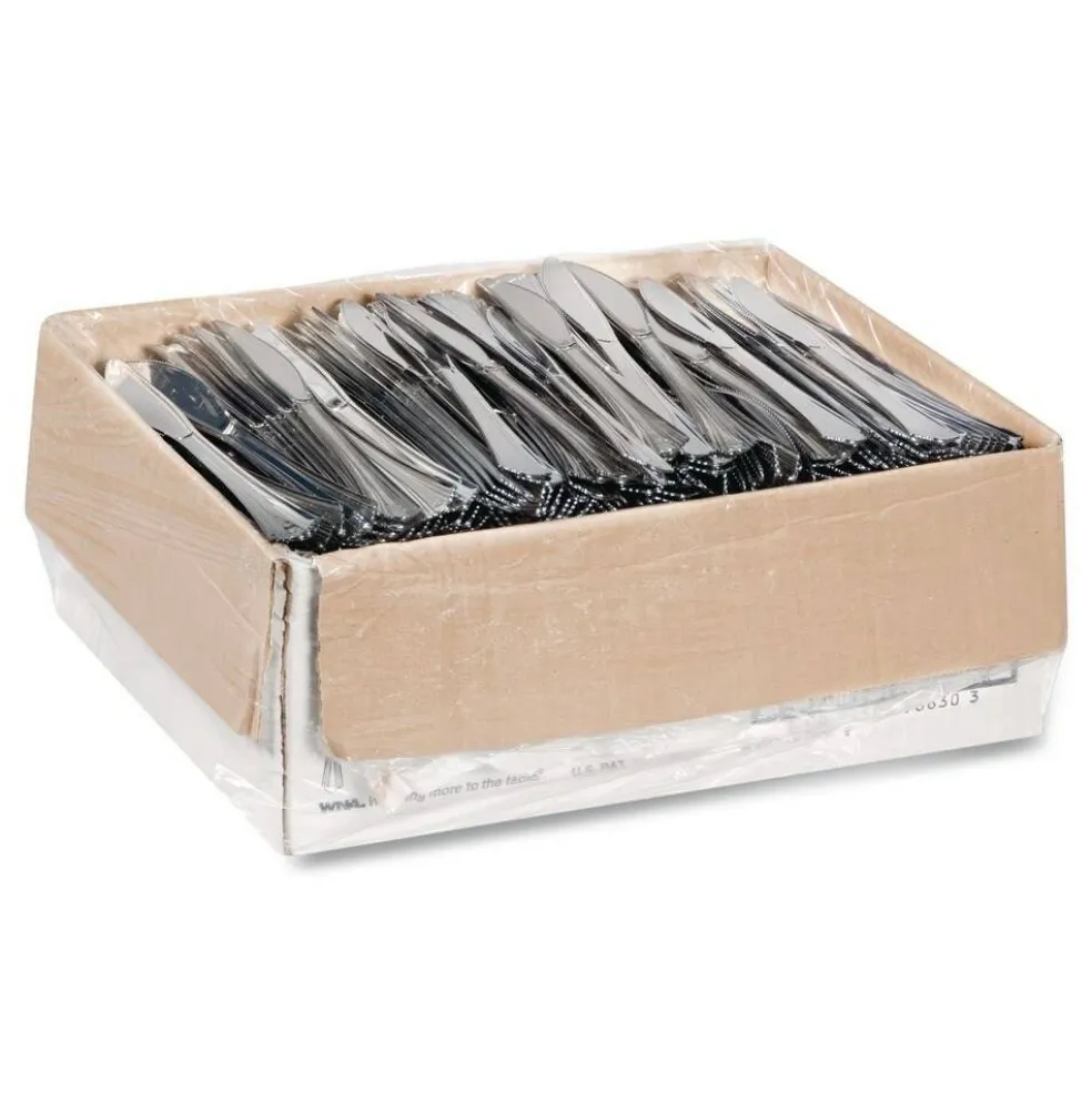 WNA 7 1/2 in. Reflections Design Heavyweight Plastic Knives - Silver (600/Carton)
