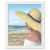 Woman on the Beach White Framed Print