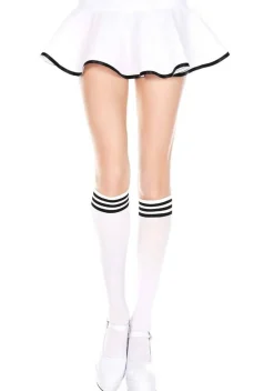 Women's Athletic White and Black Knee High Stockings