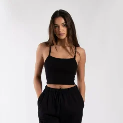 Womens Cropped Halter Top Stretchy Comfortable Everyday Wear