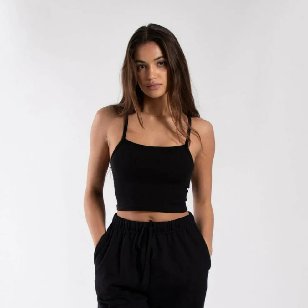 Womens Cropped Halter Top Stretchy Comfortable Everyday Wear