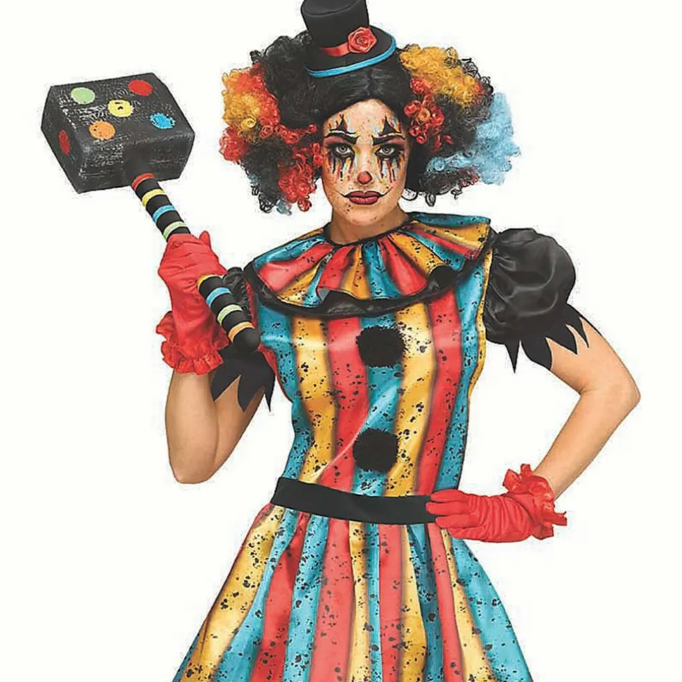 Womens Multicolored Carny Clown Costume