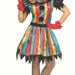 Womens Multicolored Carny Clown Costume