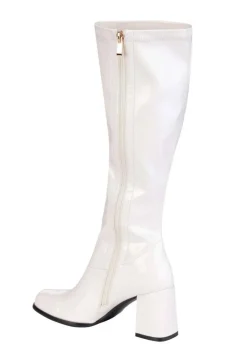 Women's Patent White Gogo Costume Boots