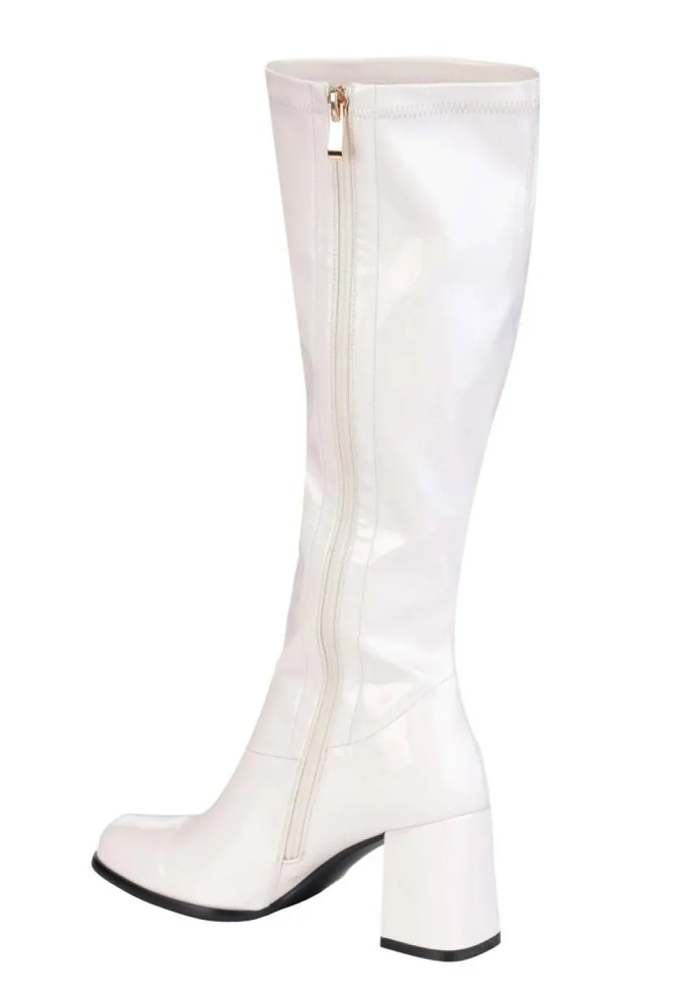 Women's Patent White Gogo Costume Boots