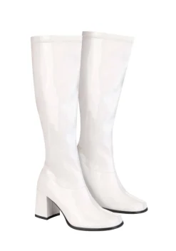 Women's Patent White Gogo Costume Boots