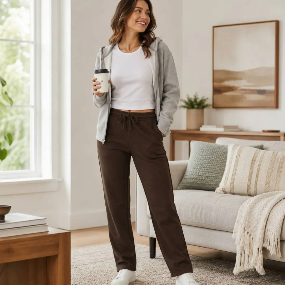 Women's Regular Fit Open Bottom Fleece Jogger Sweatpants (S-3XL)