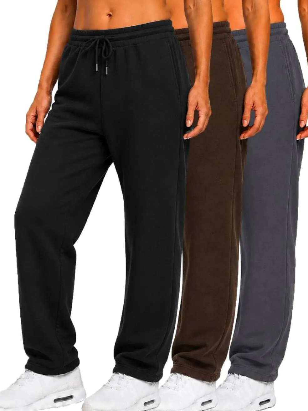 Women's Regular Fit Open Bottom Fleece Jogger Sweatpants (S-3XL)