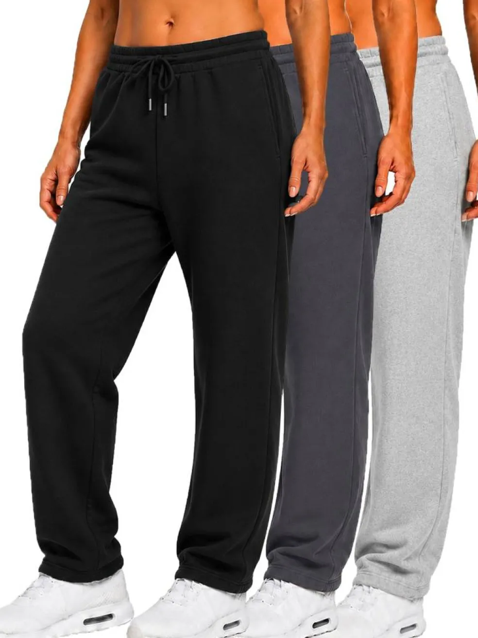 Women's Regular Fit Open Bottom Fleece Jogger Sweatpants (S-3XL)