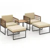 Wood and Metal Patio Seating Set with Multi functional Ottomans outdoor