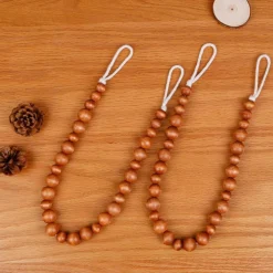 Wood Bead Curtain Tiebacks Set of 6 Curtain Holdbacks for Thin