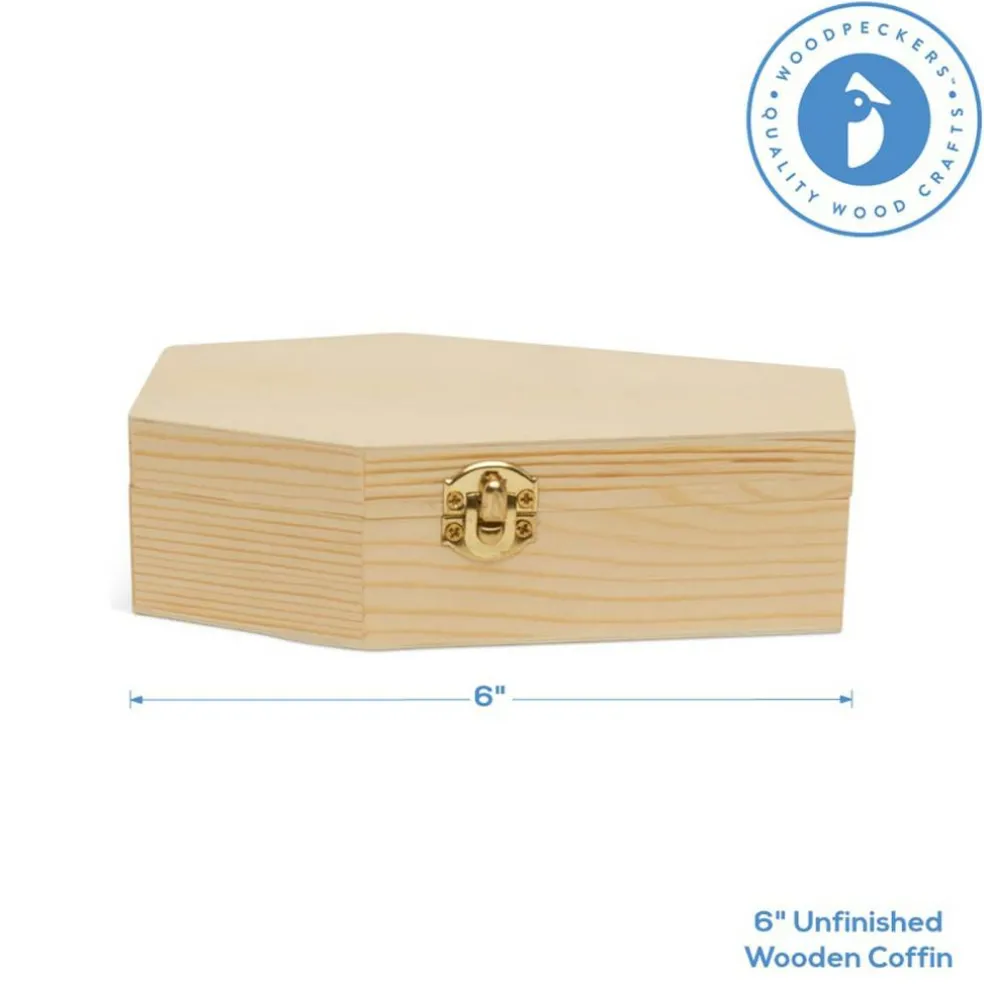 Wooden Coffin Box, Multiple Sizes, Unfinished, Halloween Decor, Pet Casket | Woodpeckers