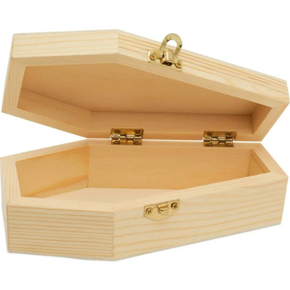 Wooden Coffin Box, Multiple Sizes, Unfinished, Halloween Decor, Pet Casket | Woodpeckers
