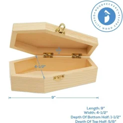 Wooden Coffin Box, Multiple Sizes, Unfinished, Halloween Decor, Pet Casket | Woodpeckers