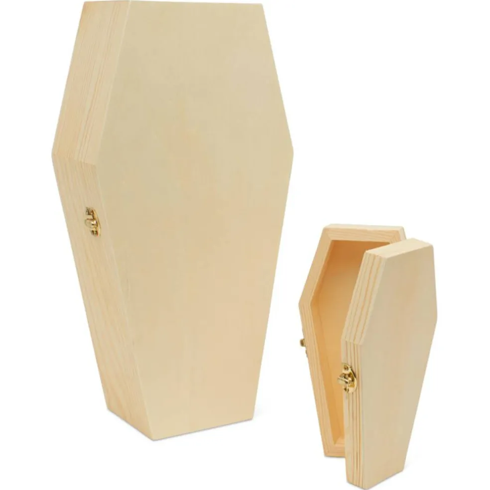 Wooden Coffin Box, Multiple Sizes, Unfinished, Halloween Decor, Pet Casket | Woodpeckers