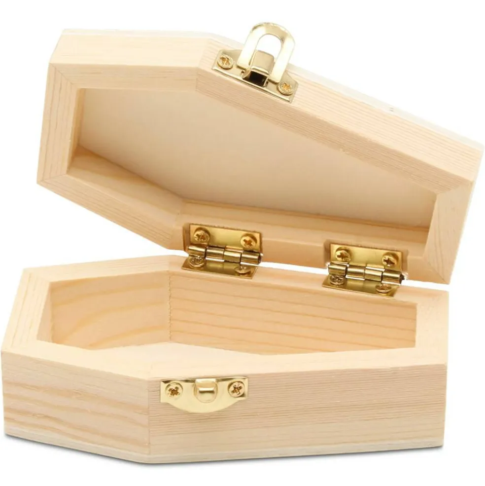 Wooden Coffin Box, Multiple Sizes, Unfinished, Halloween Decor, Pet Casket | Woodpeckers