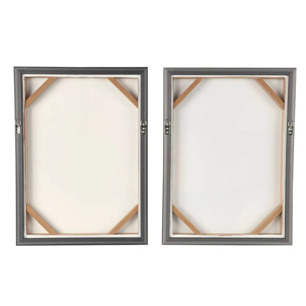 Wooden Geometric Mixed Media Home Wall Décor with Black Frames, Pack of 2