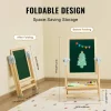 Wooden Kids Art Easel Double Sided with Whiteboard and Chalkboard Adjustable Stand