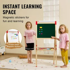Wooden Kids Art Easel 3 in 1 Double Sided with Whiteboard Chalkboard and Paper Roll