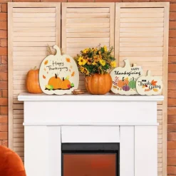 Wooden Pumpkins Ornaments to Paint Halloween Thanksgiving