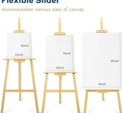 Wooden Studio Easel, Adjustable Stand for Painting, Canvas Display & Wedding Signs, Holds Canvases up to 48”, Pine Wood Easel for Artists, Students & Beginners