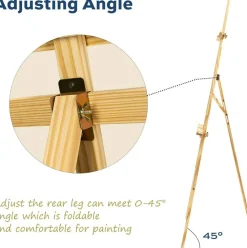 Wooden Studio Easel, Adjustable Stand for Painting, Canvas Display & Wedding Signs, Holds Canvases up to 48”, Pine Wood Easel for Artists, Students & Beginners