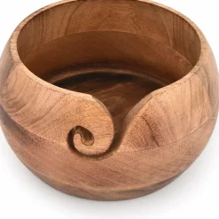 Wooden Yarn Bowl for Knitting and Crochet, Handmade Mango Wood Yarn Holder with Spiral Cutout, Portable Yarn Storage Bowl for Women Crafters, Crochet Accessories Gift