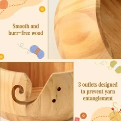 Wooden Yarn Bowl Holder Set(Natural)