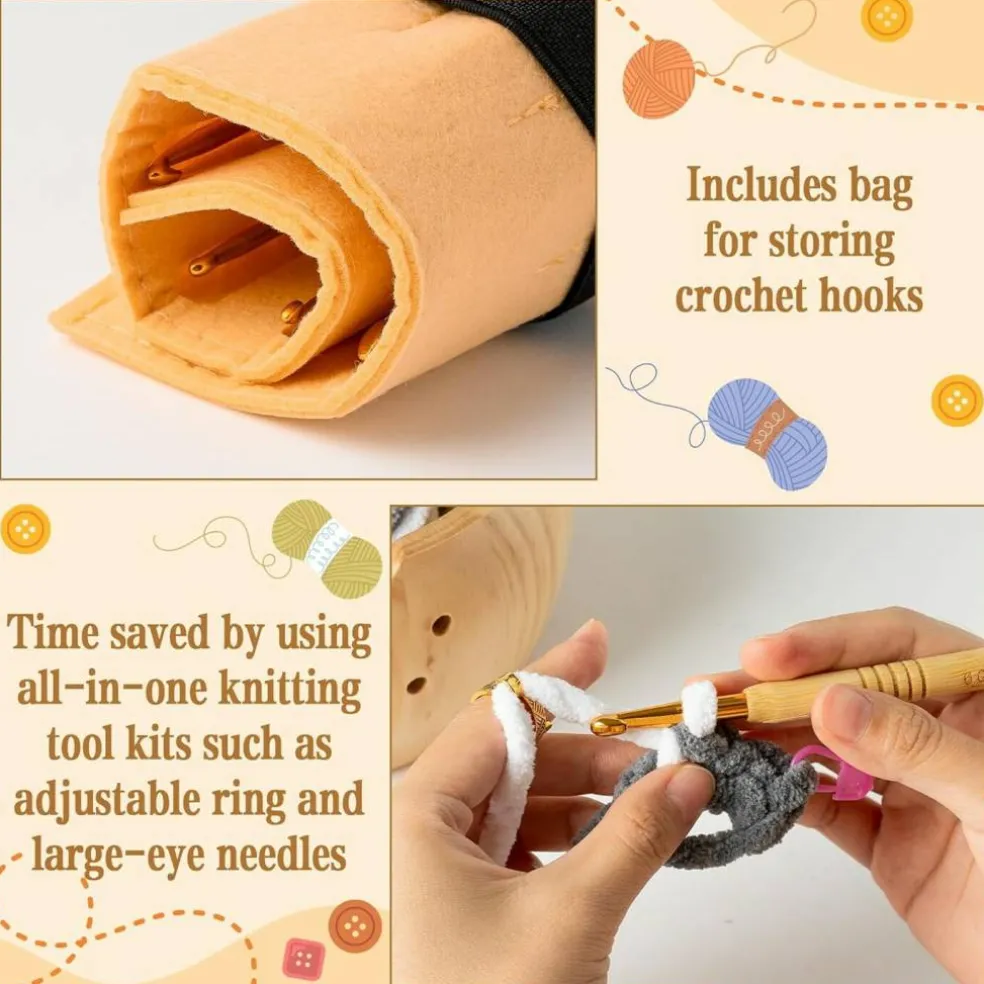 Wooden Yarn Bowl Holder Set(Natural)