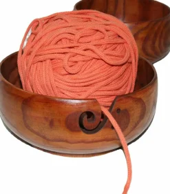 Wooden Yarn Bowl with Holes Knitting Bowl Yarn Storage(Classic)