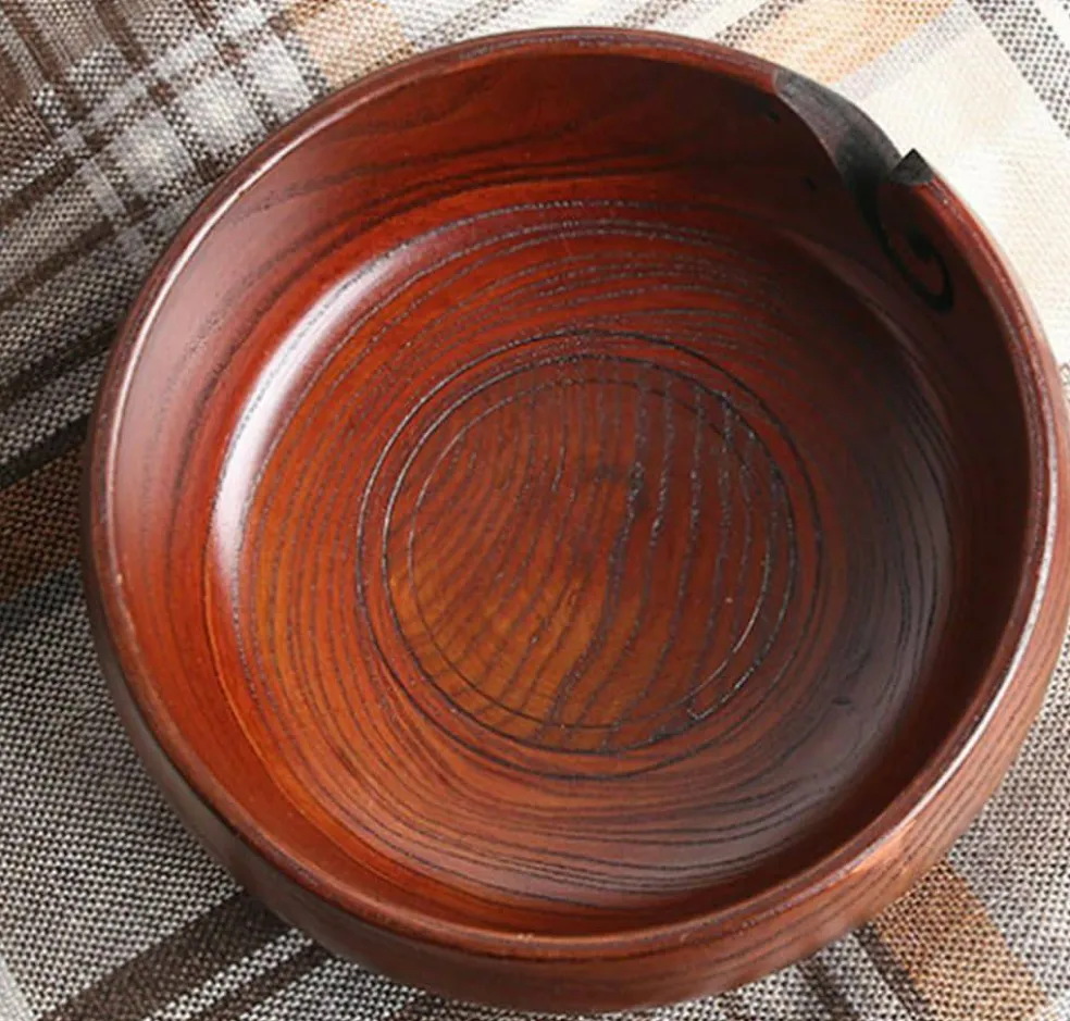 Wooden Yarn Bowl with Holes Knitting Bowl Yarn Storage(Classic)