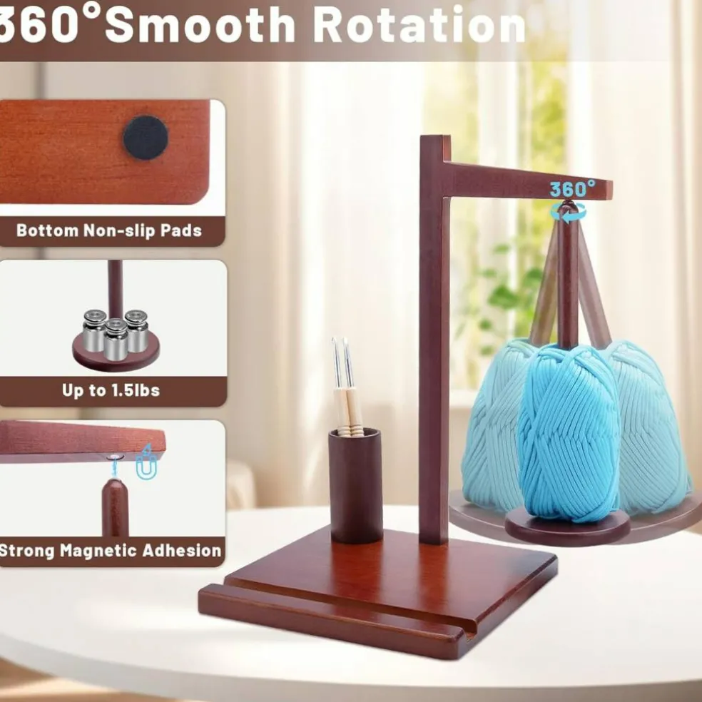 Wooden Yarn Holder for Crocheting