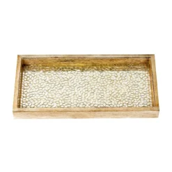 Wood & Glass Mosaic Vanity Tray, 12" | Silver Mosaic Finish