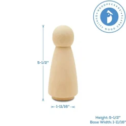 Wood Peg Doll People Unfinished Multiple Sizes of Mom/Angel for Crafts & Play | Woodpeckers