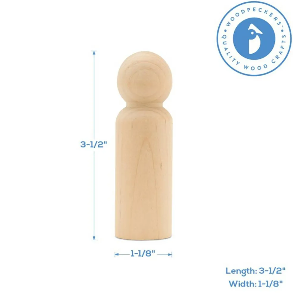 Wood Peg Doll People Unfinished Multiple Sizes Dad, for Crafts & Play | Woodpeckers