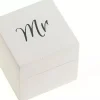 Wood Ring Bearer Box Wedding Engagement Ring Holder Box (White & Black Set of 2)