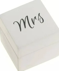 Wood Ring Bearer Box Wedding Engagement Ring Holder Box (White & Black Set of 2)