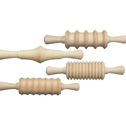 Wood Rolling Pin Set, 4 Patterns, 6", 4 Pieces