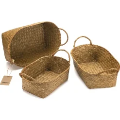 Woven Rattan Baskets - Set of 3, Perfect for Kitchen Storage and Organizing Fruits