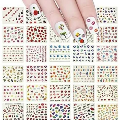 Wrapables Beauty Nail Art Nail Stickers 3d Flower Stickers Set DIY Nail Art, 50 Sheets (2500+ Nail Decal Stickers)