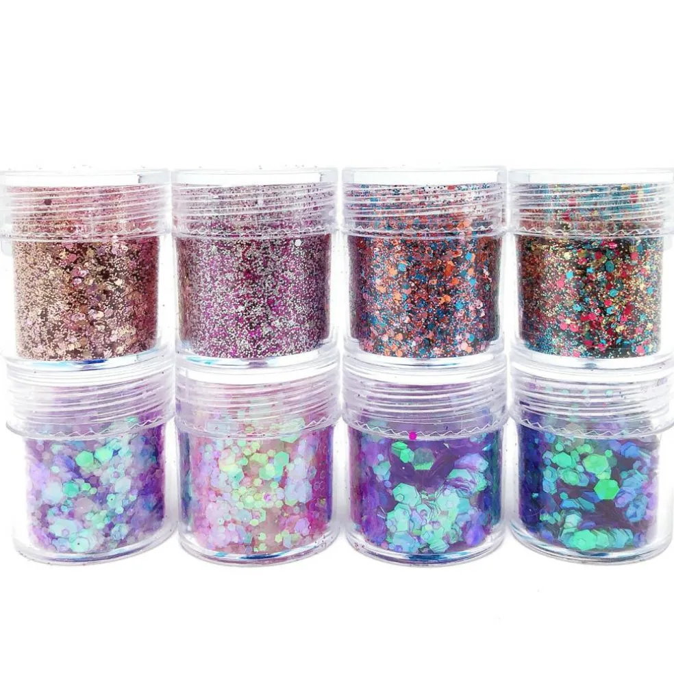 Wrapables Chunky Glitter for Hair Face Makeup Nail Art Decoration (8 Colors)