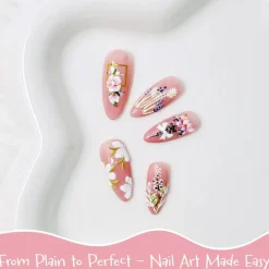 Wrapables 5D Embossed Colorful Flowers Nail Art Decal Stickers, Self Adhesive 3D Floral Design (Set of 4), Fresh Flowers