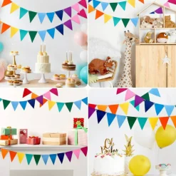 Wrapables Felt Multicolor Rainbow Pennant Banner for Birthday Parties, Baby Showers, Nurseries (Set of 3)