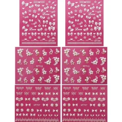 Wrapables Fingernail Stickers Nail Art Nail Stickers Self-Adhesive Nail Stickers 3D Nail Decals - Bows, Hearts & Flowers (3 Designs/6 Sheets)