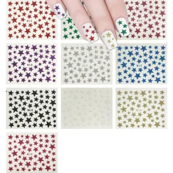 Wrapables Glitter Stars Decorative Nail Stickers, Arts & Crafts Stickers (10 sheets)