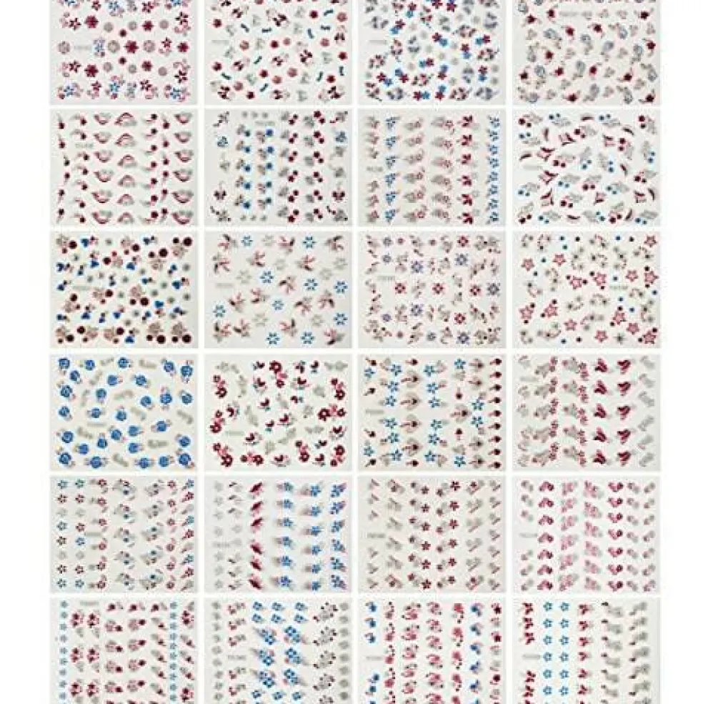 Wrapables Glitter Stars & Flowers Nail Stickers Sparkly Nail Art (24 sheets)