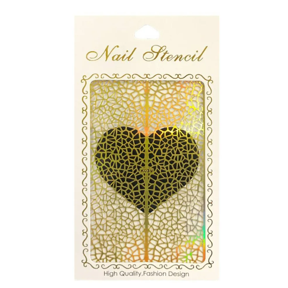 Wrapables Gold Nail Art Guide Large Nail Stencil Sheet - Basketweave